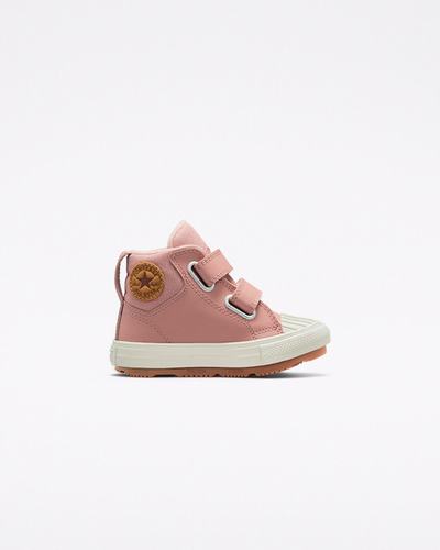 Boys' Converse Chuck Taylor All Star Berkshire Boot Easy-On Leather High Top Sneakers Pink | Australia-01492