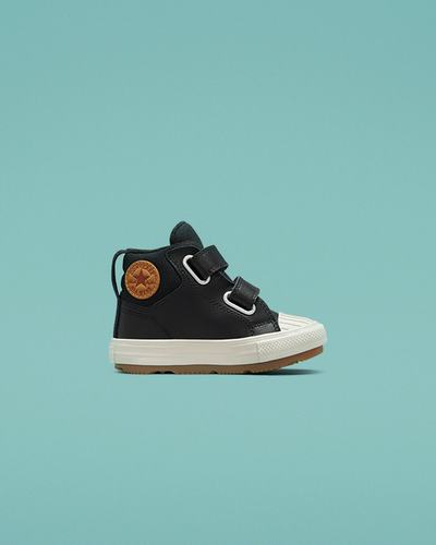 Boys' Converse Chuck Taylor All Star Berkshire Boot Easy-On Leather High Top Sneakers Black | Australia-56942