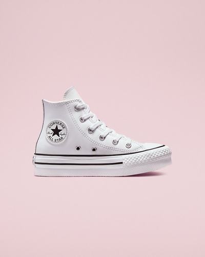 Boys' Converse Chuck Taylor All Star Lift Platform High Top Sneakers White/Beige White/Black | Australia-57920