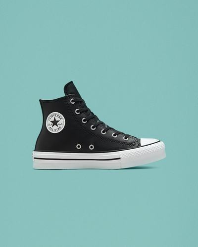 Boys' Converse Chuck Taylor All Star Lift Platform High Top Sneakers Black/Beige White | Australia-75603