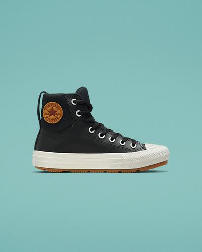 Boys' Converse Color Leather Chuck Taylor All Star Berkshire Boot High Top Sneakers Black | Australia-59270