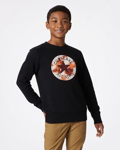 Boys' Converse Into The Wild Fleece Crew Sweatshirts Black | Australia-51328