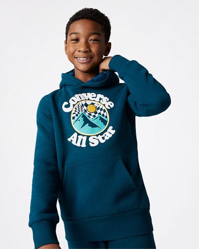 Boys' Converse Into The Wild Fleece Pullover Hoodies Blue | Australia-49015