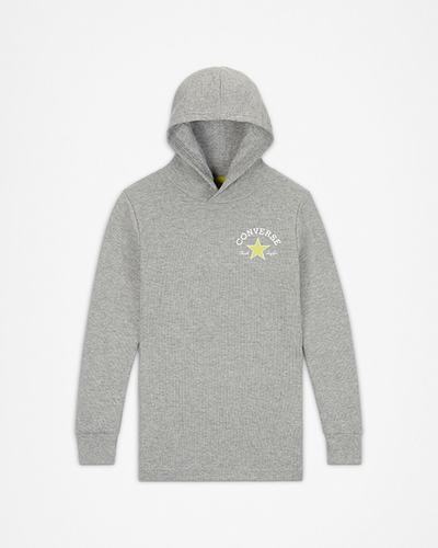 Boys' Converse Long Sleeve Waffle Hoodies Grey | Australia-30752