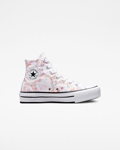 Girls' Converse Chuck Taylor All Star EVA Lift High Top Sneakers White/Pink/Black | Australia-07381