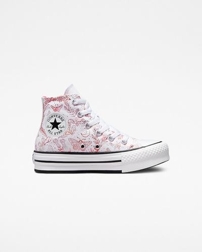 Girls' Converse Chuck Taylor All Star EVA Lift High Top Sneakers White/Pink/Black | Australia-14280