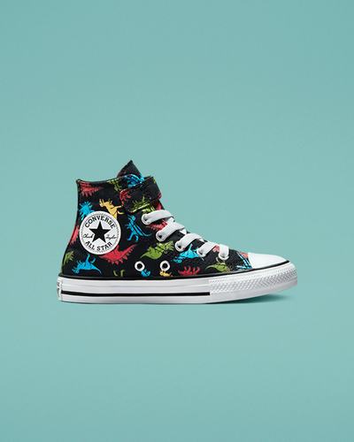 Girls' Converse Chuck Taylor All Star Easy-On Dinosaurs High Top Sneakers Black/Red/Blue | Australia-03462