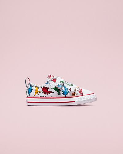 Girls' Converse Chuck Taylor All Star Easy-On Dinosaurs Sneakers White/Red/Blue | Australia-45326