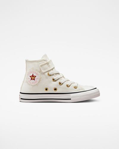 Girls' Converse Chuck Taylor All Star Easy-On Hearts High Top Sneakers White/Dark Red | Australia-84139