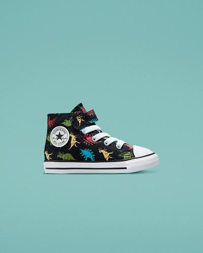 Girls' Converse Chuck Taylor All Star Easy-On Dinosaurs High Top Sneakers Black/Red/Blue | Australia-95476