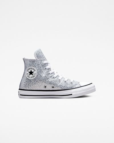 Girls' Converse Chuck Taylor All Star Glitter High Top Sneakers Silver/Grey/Black | Australia-14790