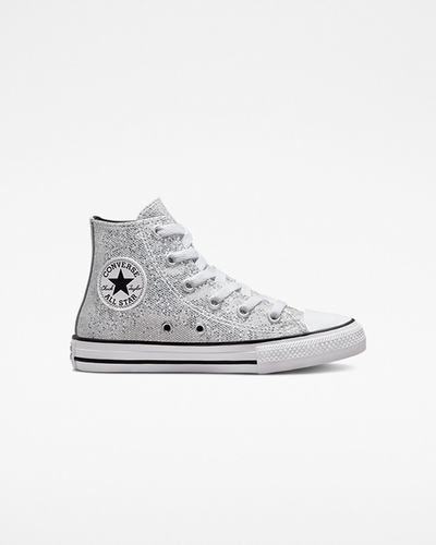 Girls' Converse Chuck Taylor All Star Glitter High Top Sneakers Silver/Grey/Black | Australia-25706