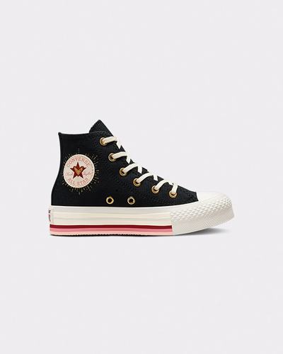 Girls' Converse Chuck Taylor All Star Lift High Top Sneakers Black | Australia-13948