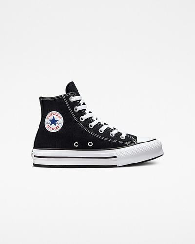 Girls' Converse Chuck Taylor All Star Lift High Top Sneakers Black/White/Black | Australia-43590