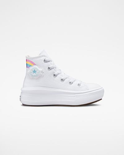 Girls' Converse Chuck Taylor All Star Move High Top Sneakers White/Blue/Pink | Australia-14753