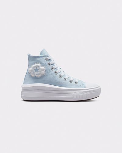 Girls' Converse Chuck Taylor All Star Move High Top Sneakers Blue | Australia-54987