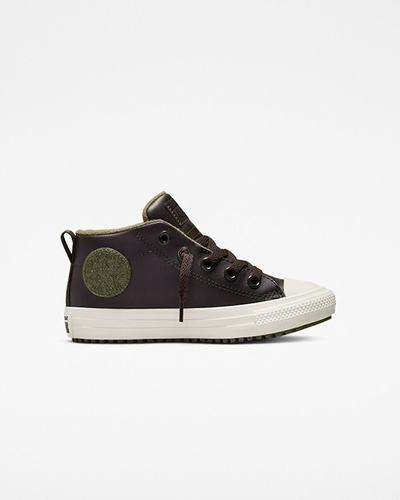 Girls' Converse Chuck Taylor All Star Street Boot Leather High Top Sneakers Brown | Australia-81370