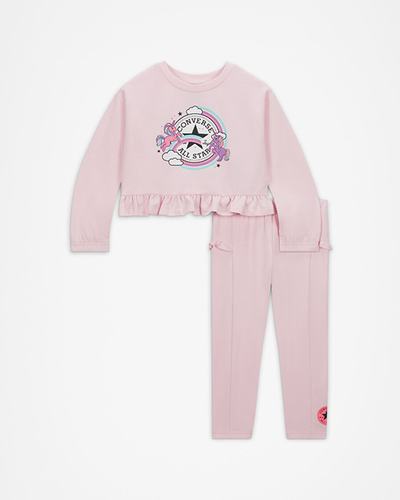 Girls' Converse Ruffle Crew & Legging Sets Pink | Australia-10925