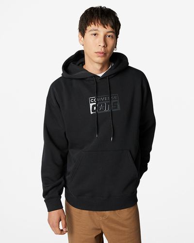 Men's Converse CONS Fleece Pullover Hoodies Black | Australia-87624