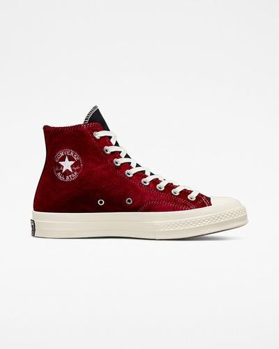 Men's Converse Chuck 70 Beyond Retro Velvet High Top Shoes Black/Red | Australia-18279