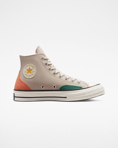 Men's Converse Chuck 70 Color Block High Top Sneakers Beige/Green/Orange | Australia-91876