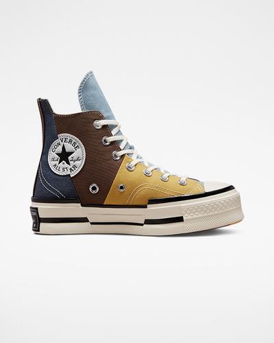 Men's Converse Chuck 70 Plus High Top Sneakers Brown/Navy | Australia-48752