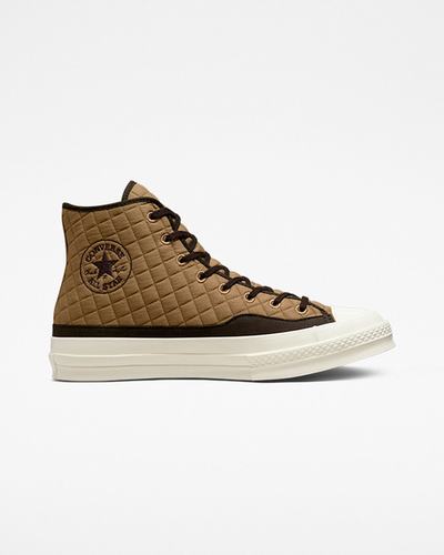 Men's Converse Chuck 70 Quilted High Top Sneakers Brown/Black | Australia-56813