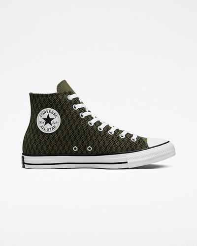 Men's Converse Chuck Taylor All Star Herringbone High Top Sneakers Olive/Black/White | Australia-73064