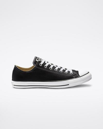 Men's Converse Chuck Taylor All Star Leather Sneakers Black | Australia-06483