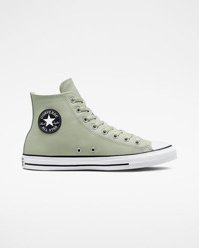 Men's Converse Chuck Taylor All Star Leather High Top Sneakers Olive | Australia-14839