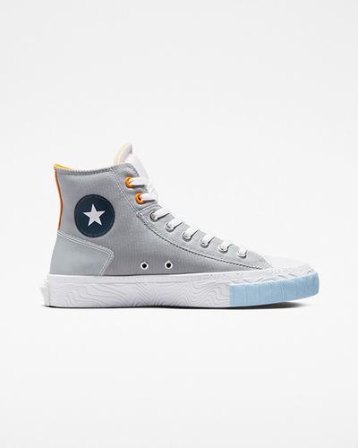 Men's Converse Chuck Taylor Alt Star Reflective Shine High Top Sneakers Grey/White/Orange | Australia-41503