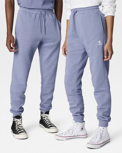 Men's Converse Go-To Embroidered Star Chevron Standard Fit Fleece Joggers Purple | Australia-08764