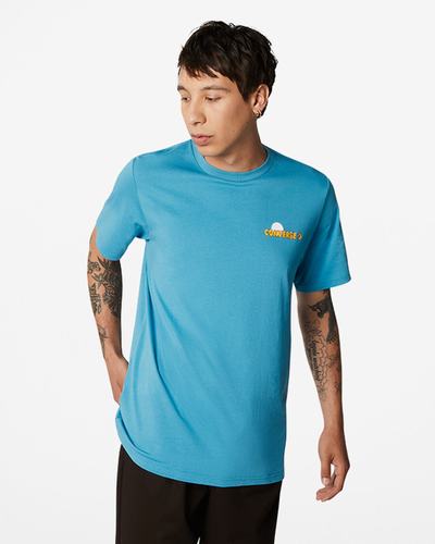 Men's Converse Moon Mountain Graphic T-Shirts Blue | Australia-52704