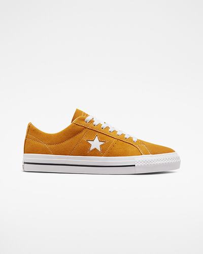 Men's Converse One Star Pro Skate Shoes Gold Orange/White/Black | Australia-42890