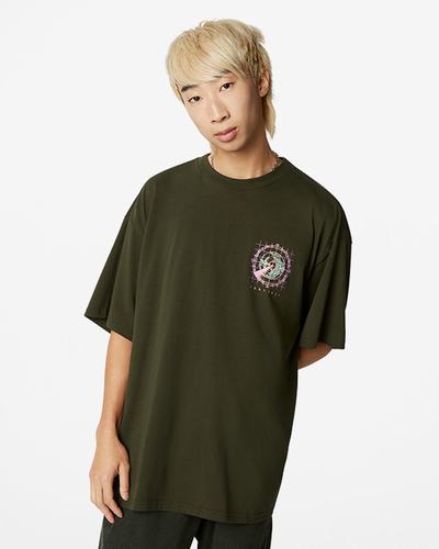 Men's Converse Satellite Graphic T-Shirts Olive/Green | Australia-04621