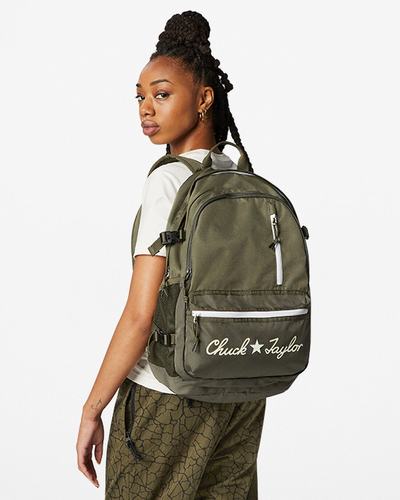 Men's Converse Straight Edge Chuck Taylor Logo Backpacks Khaki | Australia-75482