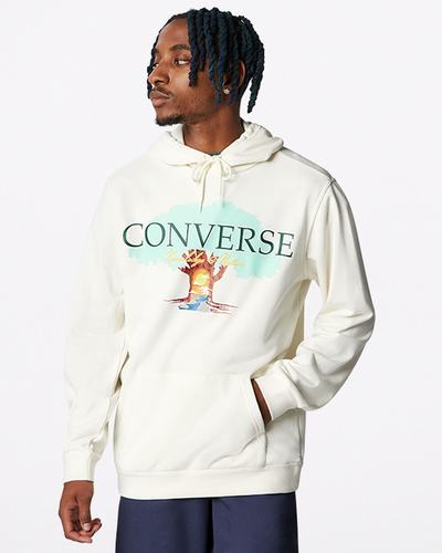 Men's Converse Tree of Life Pullover Hoodies Beige | Australia-52137