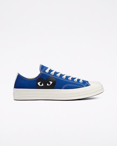 Men's Converse x Comme des Garçons PLAY Chuck 70 Sneakers Blue/Black | Australia-26387