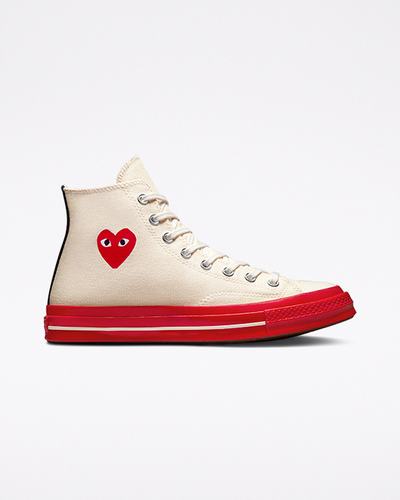 Men's Converse x Comme des Garçons PLAY Chuck 70 High Top Sneakers Red | Australia-73802