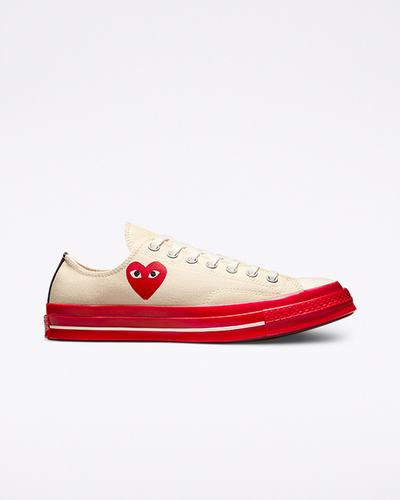 Men's Converse x Comme des Garçons PLAY Chuck 70 Sneakers Red | Australia-78962