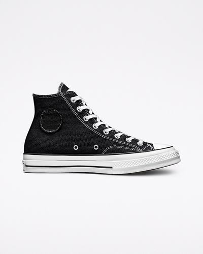 Men's Converse x Stüssy Chuck 70 High Top Sneakers Black/White/Black | Australia-45031