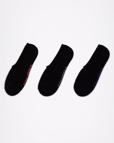 Women's Converse 3-Pack Wordmark Cushion No-Show Socks Black | Australia-89542