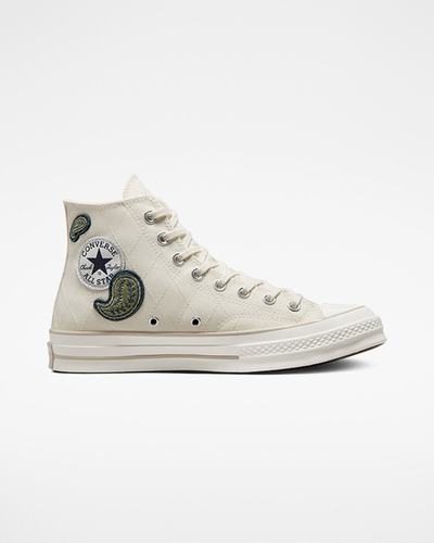 Women's Converse Chuck 70 Crafted Patches High Top Sneakers Beige/Navy/Green | Australia-19058