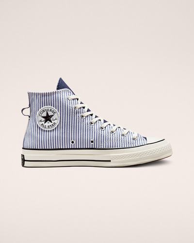 Women's Converse Chuck 70 Crafted Stripe High Top Sneakers Wash Indigo/Black | Australia-01865