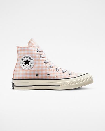 Women's Converse Chuck 70 Gingham High Top Sneakers Coral/White | Australia-51293