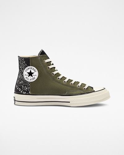 Women's Converse Chuck 70 LTD Paisley Suede High Top Sneakers Black Green | Australia-64029