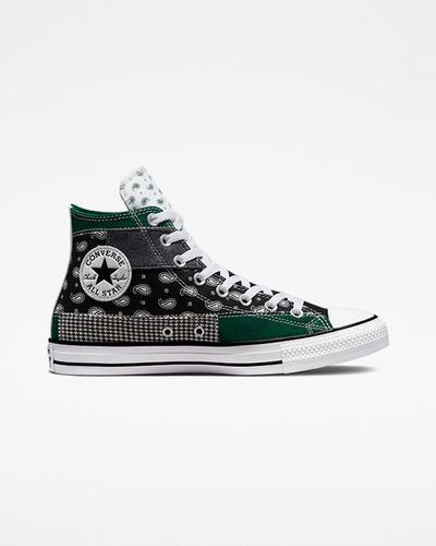 Women's Converse Chuck Taylor All Star Hacked Patterns High Top Sneakers Green/Black/White | Australia-09871