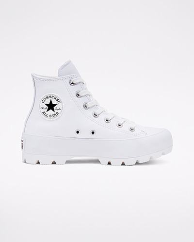 Women's Converse Chuck Taylor All Star Lugged Leather High Top Sneakers White/Black/White | Australia-81675