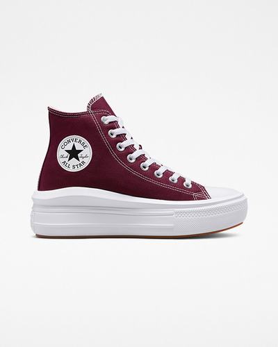 Women's Converse Chuck Taylor All Star Move High Top Sneakers Dark Red/White | Australia-60597