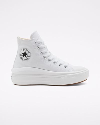 Women's Converse Chuck Taylor All Star Move High Top Sneakers White/Beige White/Black | Australia-94073